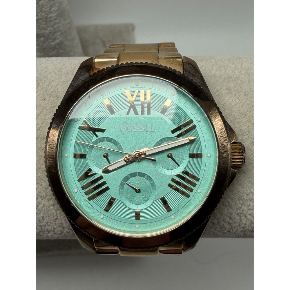 Fossil AM4540 New Battery Cecile‎ Ladies Chronograph Watch 41MM 6.25" Green Dial